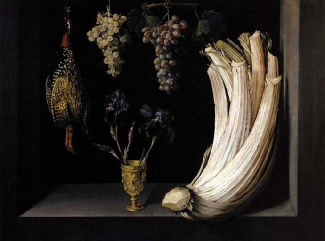 Felipe Ramirez Still Life with Cardoon, Francolin, Grapes and Irises Sweden oil painting art